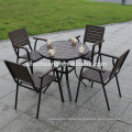 Outdoor modern plastic wood dining set with 6 seater aluminum frame wood garden backyard furniture